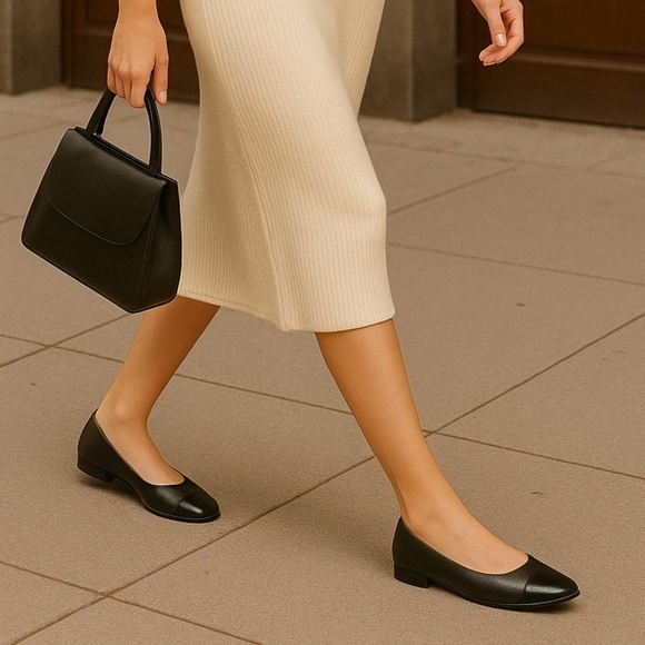 DV by Dolce Vita Black Toe Cap Ballet Flats Size 9 Vegan-Friendly New With Box - Picture 2 of 12